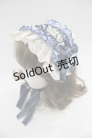 画像: Hoshibako Works / MARION CREPES ×HoshibakoWorks チェックフリルヘッドドレス  ブルー I-25-12-22-114-LO-AC-SA-ZI