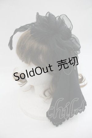 画像: h.NAOTO / シフォンフラワー羽根カチューシャ  黒 I-25-12-22-115-HN-AC-SA-ZI
