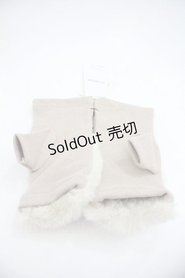 画像2: axes femme / レースアップ×ファー使い手袋  ベージュ I-25-12-22-119-AX-ZA-TE-ZI (2)