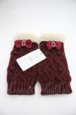 画像1: axes femme / リボン付フェミニンニット手袋  ワイン I-25-12-22-120-AX-ZA-TE-ZI (1)