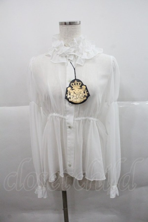 画像1: ALICE and the PIRATES / ベビードールシフォンブラウス  白 I-25-12-22-013-PA-BL-SA-ZI (1)