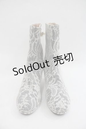 画像: axes femme / 総レースミドルブーツ L ホワイト I-25-12-22-122-AX-SH-TE-ZI