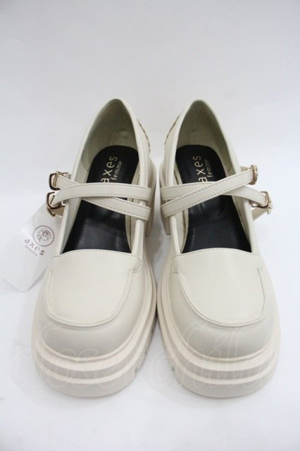 画像1: axes femme / ２連ストラップ厚底シューズ Ｍ 生成り I-25-12-22-125-AX-SH-TE-ZI (1)