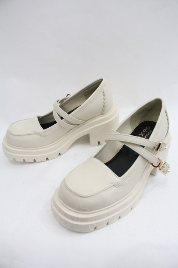 画像3: axes femme / ２連ストラップ厚底シューズ Ｍ 生成り I-25-12-22-125-AX-SH-TE-ZI (3)