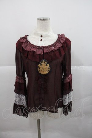 画像: ALICE and the PIRATES / 薔薇の葬列〜宵闇に咲くアリア〜柄フューネラルローズブラウス  ボルドー I-25-12-22-014-PA-BL-SA-ZI