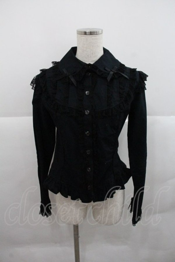 画像1: Angelic Pretty / リボン襟ピンタックブラウス(旧タグ)  黒 I-25-12-22-019-AP-BL-SA-ZI (1)