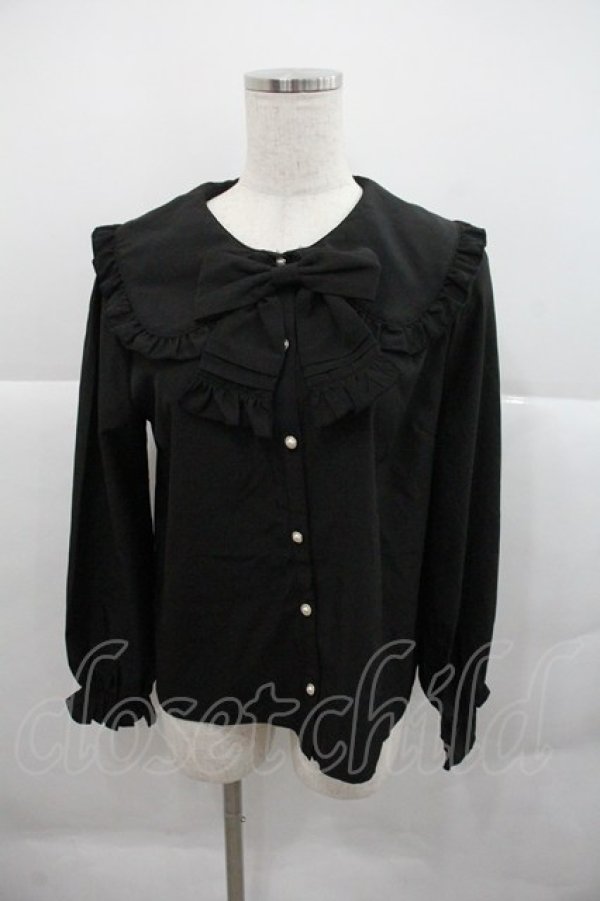 画像1: axes femme POETIQUE / ピンタックリボン丸襟ブラウス Ｍ ブラック I-25-12-22-020-AX-BL-TE-ZI (1)