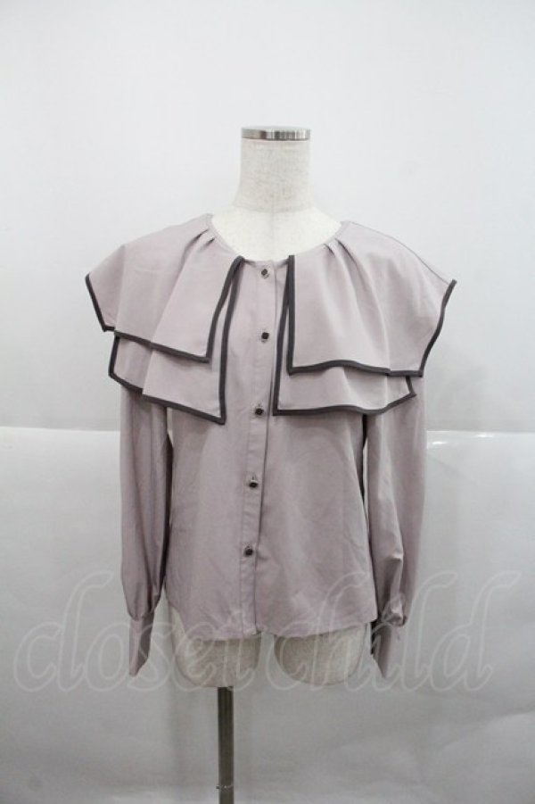 画像1: axes femme / パイピングビッグ襟ブラウス  ピンク I-25-12-22-003-AX-BL-SA-ZI (1)