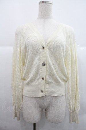 画像: axes femme / 透かし編みニットカーディガン Ｍ 生成り I-25-12-22-032-AX-TO-SA-ZI