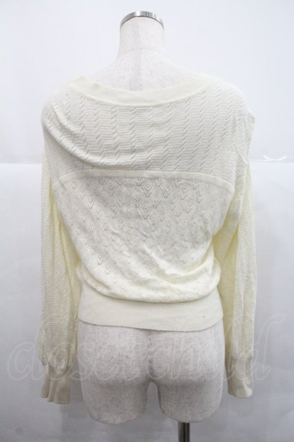 画像2: axes femme / 透かし編みニットカーディガン Ｍ 生成り I-25-12-22-032-AX-TO-SA-ZI (2)