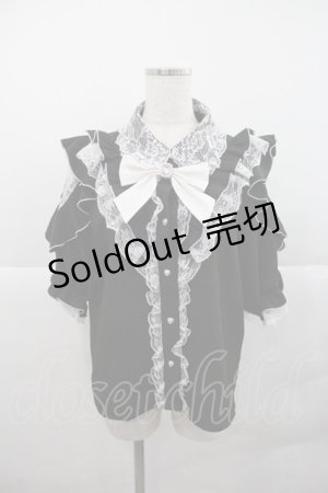 画像: NOEMIE / 袖レースアップフリルブラウス  黒 I-25-12-22-004-LO-BL-SA-ZI