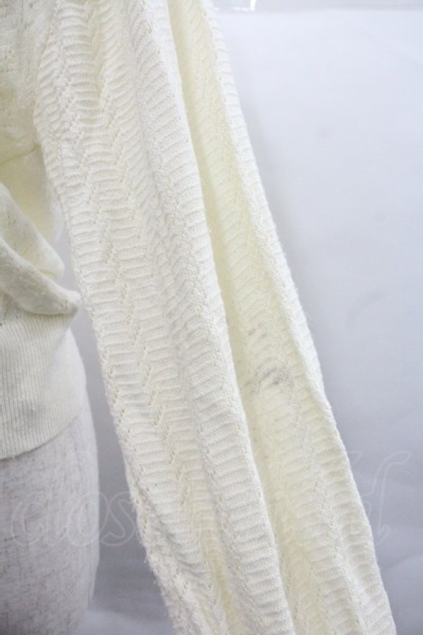 画像3: axes femme / 透かし編みニットカーディガン Ｍ 生成り I-25-12-22-032-AX-TO-SA-ZI (3)