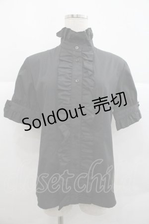 画像: MIHO MATSUDA / スタンドカラーフリルブラウス M ブラック I-25-12-22-036-GO-BL-SA-ZI