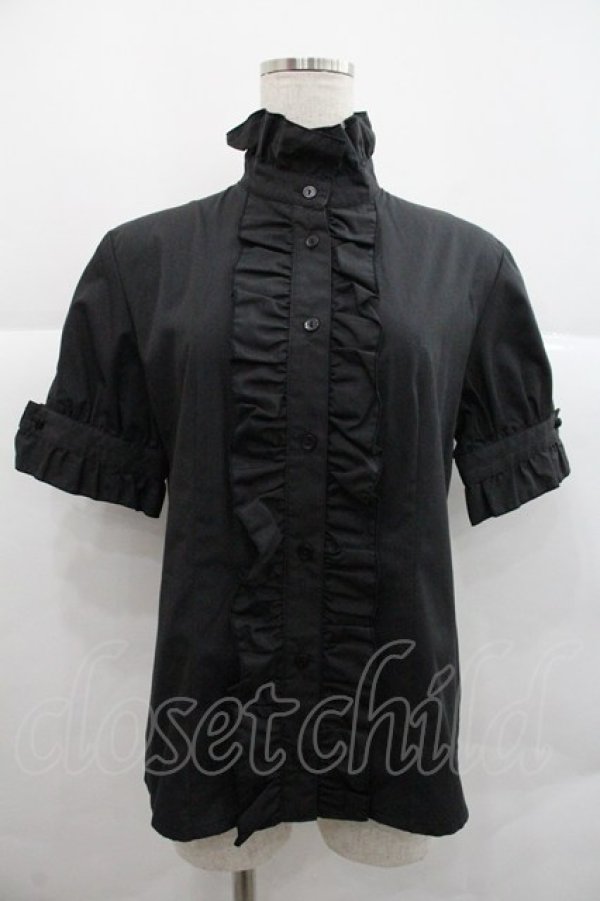 画像1: MIHO MATSUDA / スタンドカラーフリルブラウス M ブラック I-25-12-22-036-GO-BL-SA-ZI (1)