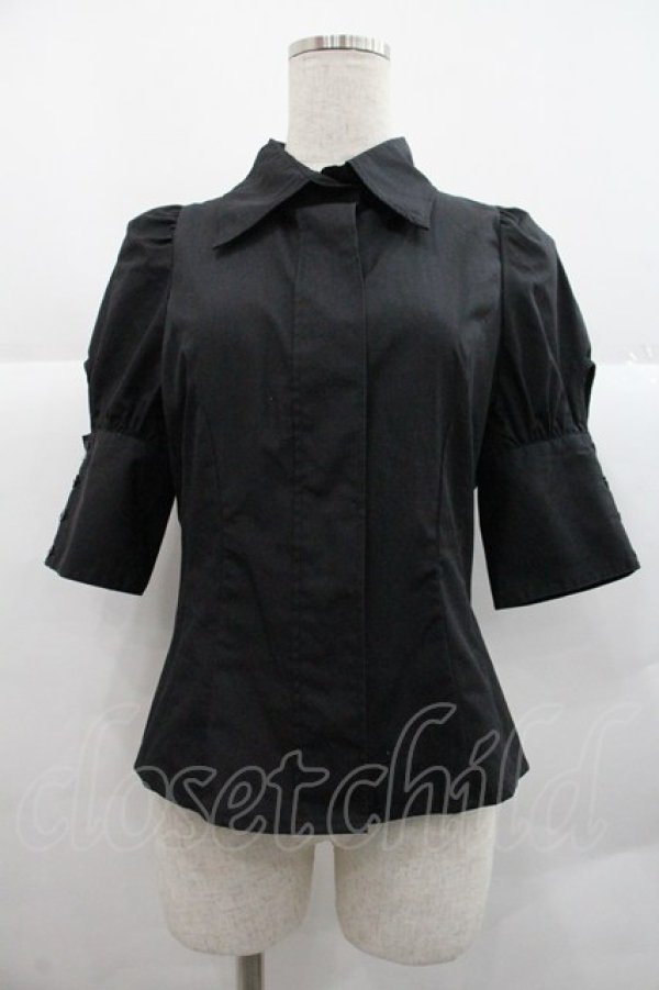 画像1: MIHO MATSUDA / 5部袖ブラウス M ブラック I-25-12-22-040-GO-BL-SA-ZI (1)