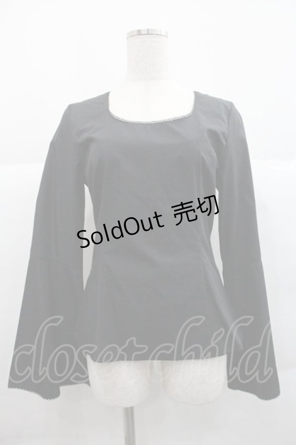 画像1: MIHO MATSUDA / ノーカラーフレアスリーブブラウス M ブラック I-25-12-22-042-GO-BL-SA-ZI (1)