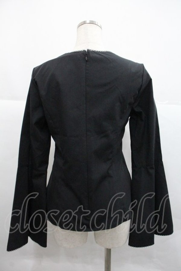 画像2: MIHO MATSUDA / ノーカラーフレアスリーブブラウス M ブラック I-25-12-22-042-GO-BL-SA-ZI (2)