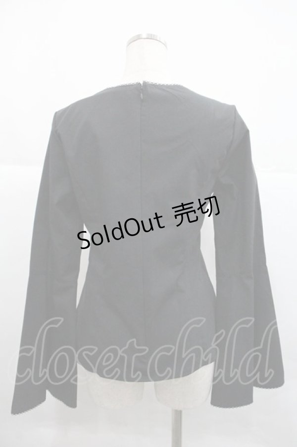 画像2: MIHO MATSUDA / ノーカラーフレアスリーブブラウス M ブラック I-25-12-22-042-GO-BL-SA-ZI (2)