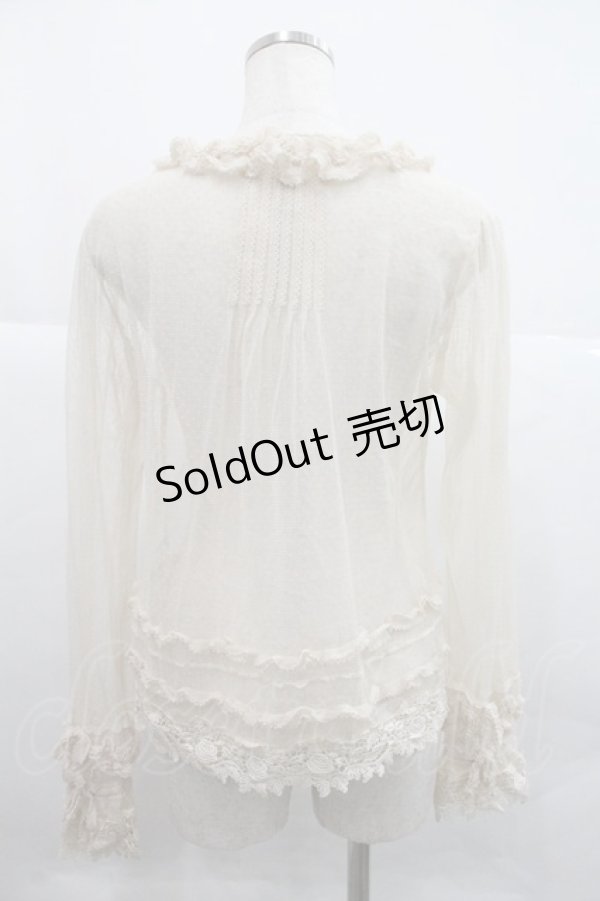 画像2: PINK HOUSE / ドットチュールローズレースブラウス  アイボリー I-25-12-22-043-LO-BL-SA-ZI (2)