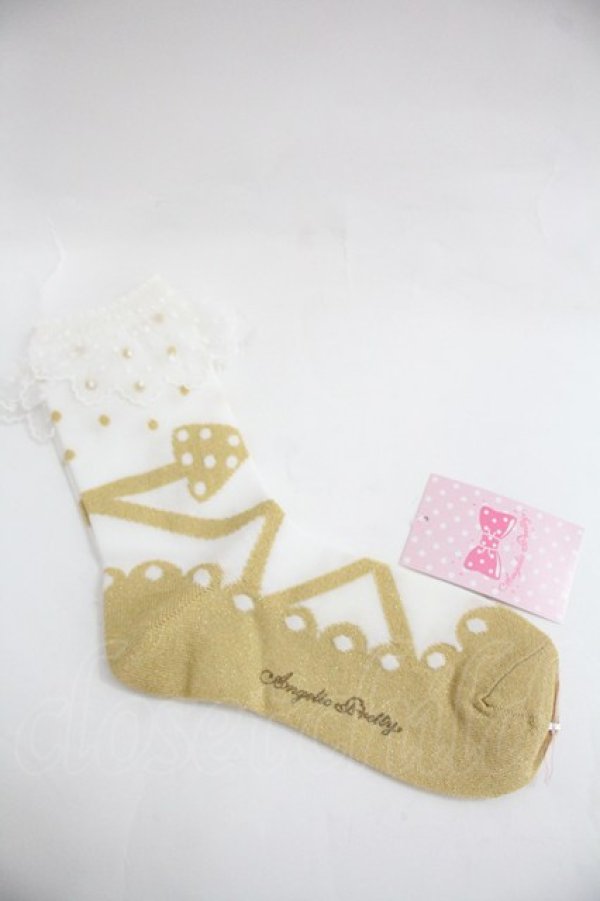 画像2: Angelic Pretty / ドットクリームクルー丈ソックス  ゴールド I-25-12-24-036-AP-ZA-SA-ZI (2)