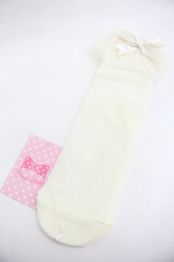 画像1: Angelic Pretty / Lacyクルー丈ソックス  アイボリー I-25-12-24-044-AP-ZA-SA-ZI (1)