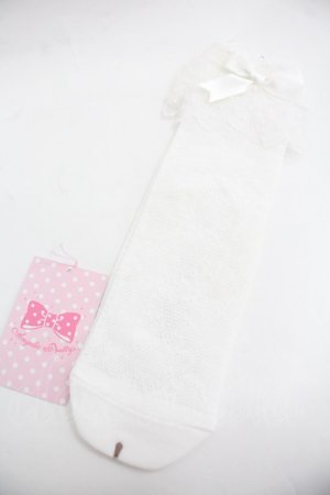 画像: Angelic Pretty / Lacyクルー丈ソックス  白 I-25-12-24-046-AP-ZA-SA-ZI
