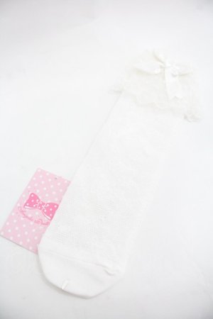 画像: Angelic Pretty / Lacyクルー丈ソックス  白 I-25-12-24-047-AP-ZA-SA-ZI