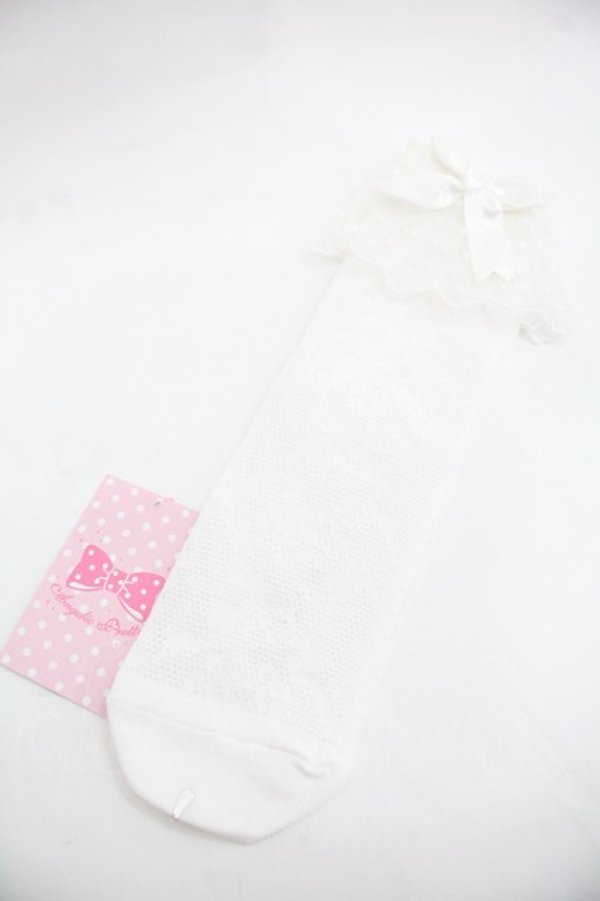 画像1: Angelic Pretty / Lacyクルー丈ソックス  白 I-25-12-24-047-AP-ZA-SA-ZI (1)