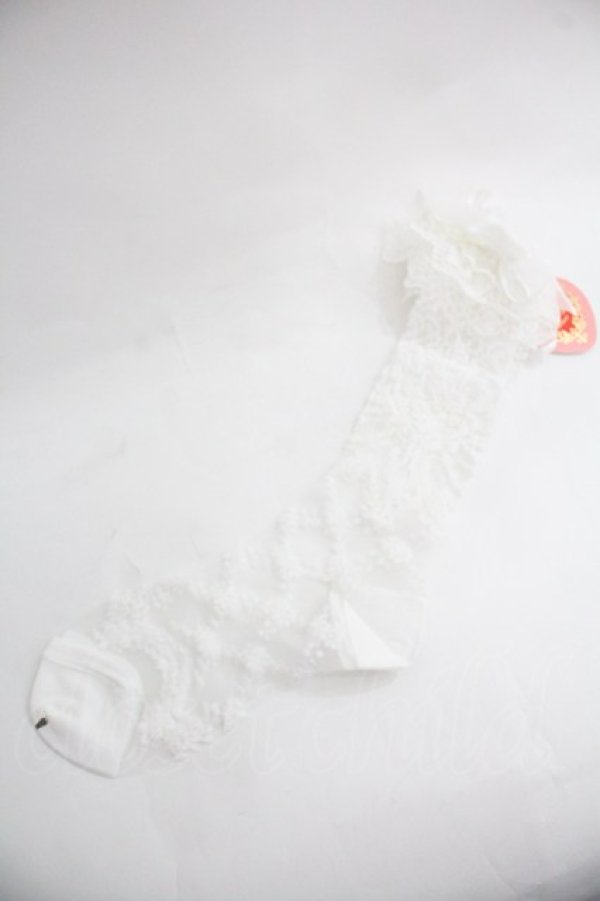 画像1: BABY,THE STARS SHINE BRIGHT / Lady Lacy Plumeria〜あなたの幸せを願う花束〜シースルーソックス  白 I-25-12-24-048-BA-ZA-SA-ZI (1)