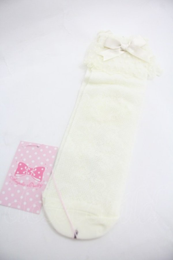 画像1: Angelic Pretty / Lacyクルー丈ソックス  アイボリー I-25-12-24-049-AP-ZA-SA-ZI (1)