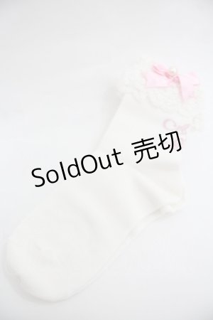 画像: Angelic Pretty / プリンセスロゴクルー丈ソックス  白Ｘピンク I-25-12-24-052-AP-ZA-SA-ZI