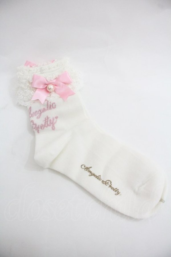 画像2: Angelic Pretty / プリンセスロゴクルー丈ソックス  白Ｘピンク I-25-12-24-052-AP-ZA-SA-ZI (2)