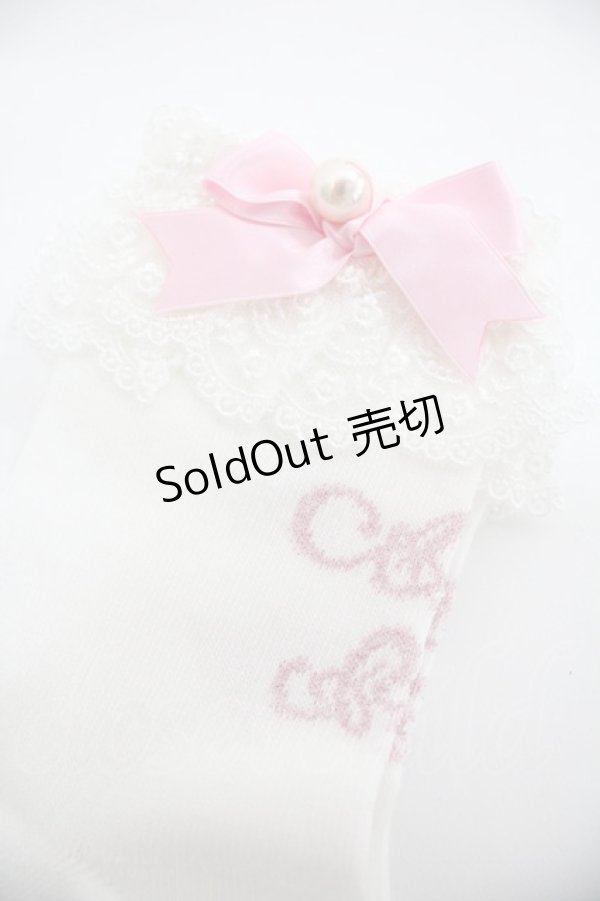 画像3: Angelic Pretty / プリンセスロゴクルー丈ソックス  白Ｘピンク I-25-12-24-052-AP-ZA-SA-ZI (3)