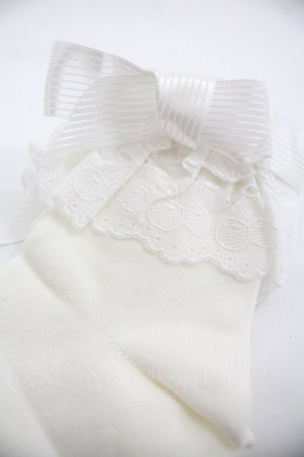 画像3: BABY,THE STARS SHINE BRIGHT / Sweet Cherriesクルーソックス  白Ｘ白 I-25-12-24-053-BA-ZA-SA-ZI (3)