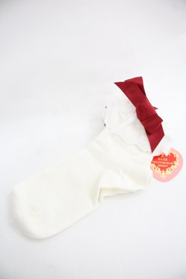 画像1: BABY,THE STARS SHINE BRIGHT / Sweet Cherriesクルーソックス  白Ｘ赤 I-25-12-24-055-BA-ZA-SA-ZI (1)
