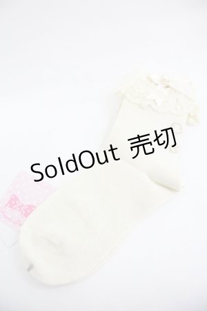 画像: Angelic Pretty / プリンセスロゴクルー丈ソックス  生成り I-25-12-24-058-AP-ZA-SA-ZI