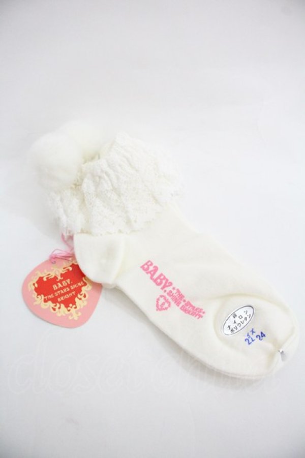 画像2: BABY,THE STARS SHINE BRIGHT / Bichon Cirqueクルー丈ソックス  白 I-25-12-24-059-BA-ZA-SA-ZI (2)