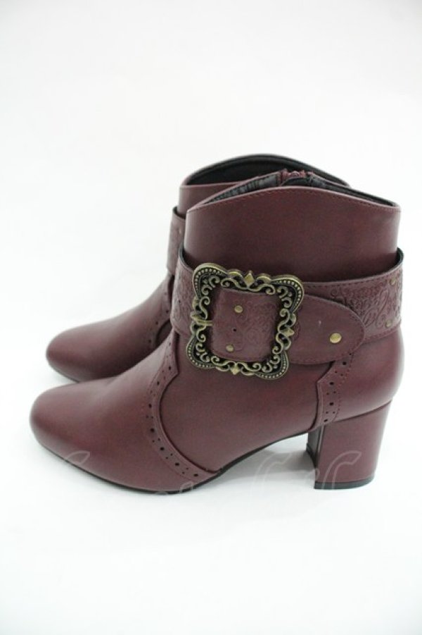 画像2: axes femme / バックル使いショートブーツ L ワイン I-25-12-24-061-AX-SH-SA-ZI (2)