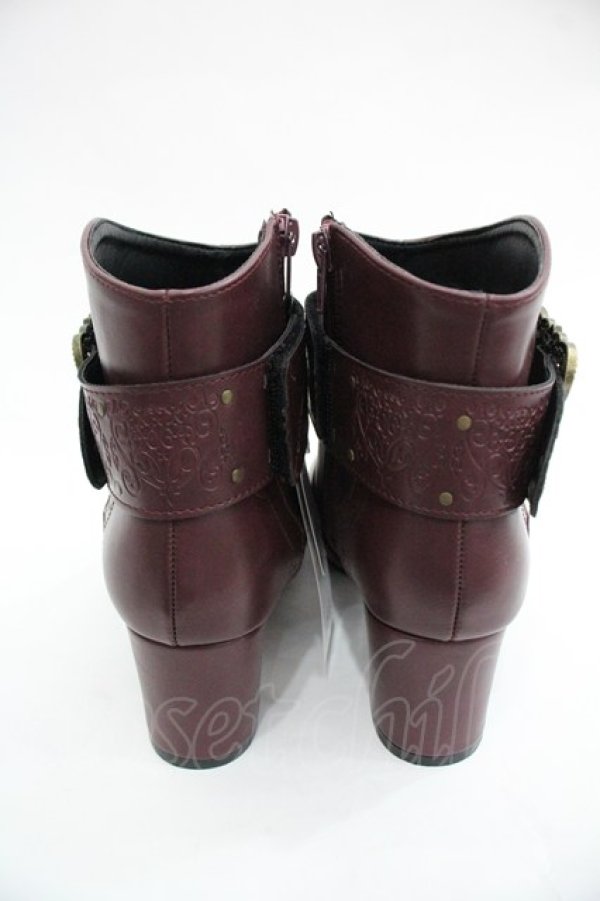 画像3: axes femme / バックル使いショートブーツ L ワイン I-25-12-24-061-AX-SH-SA-ZI (3)