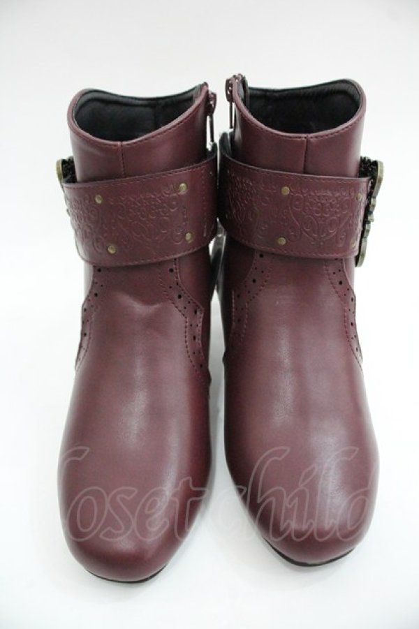 画像5: axes femme / バックル使いショートブーツ L ワイン I-25-12-24-061-AX-SH-SA-ZI (5)
