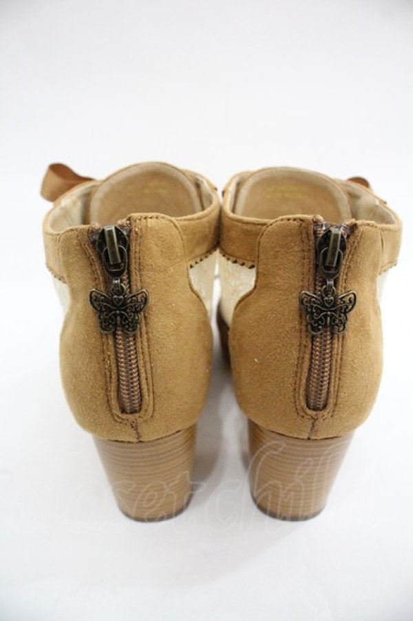 画像3: axes femme / チュールレース切替ブーティー L ブラウン I-25-12-24-062-AX-SH-SA-ZI (3)