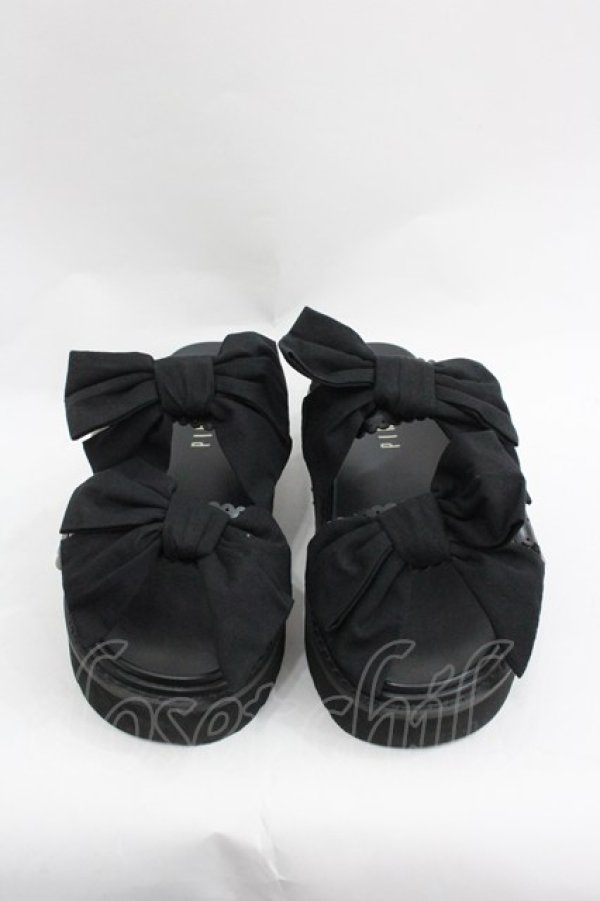 画像1: PINK HOUSE / ダブルリボンサンダル 2(S) 黒 I-25-12-24-065-LO-SH-SA-ZI (1)