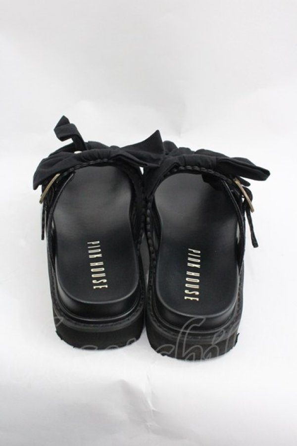 画像2: PINK HOUSE / ダブルリボンサンダル 2(S) 黒 I-25-12-24-065-LO-SH-SA-ZI (2)