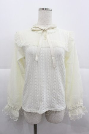 画像: axes femme / リボン付き切替プルオーバー  アイボリー I-25-12-24-069-AX-TO-SA-ZI