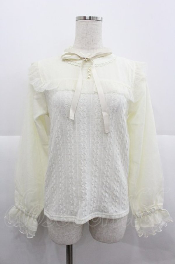 画像1: axes femme / リボン付き切替プルオーバー  アイボリー I-25-12-24-069-AX-TO-SA-ZI (1)