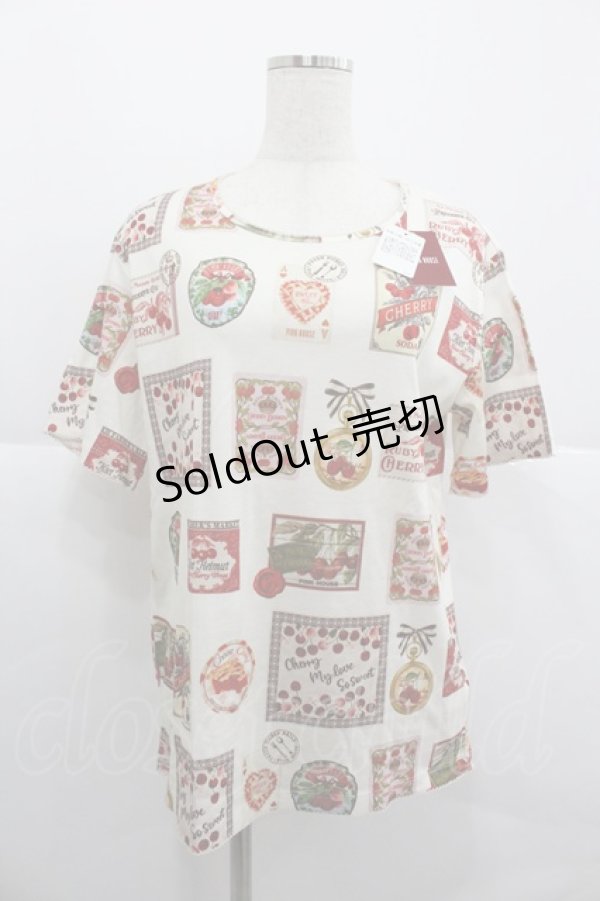 画像1: PINK HOUSE / チェリー総柄プリントカットソー  アイボリー I-25-12-24-070-LO-TO-SA-ZI (1)