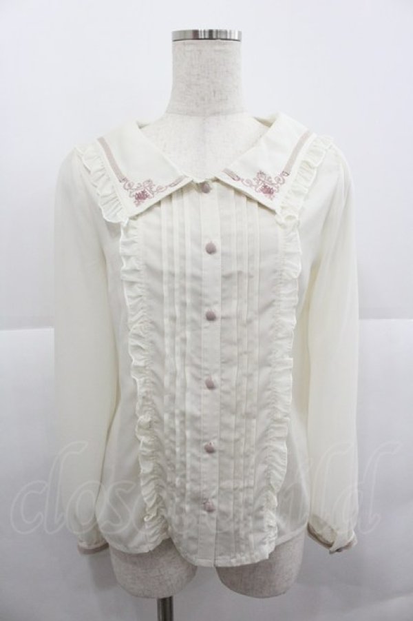 画像1: axes femme POETIQUE / セーラー襟刺繍ブラウス M アイボリー I-25-12-24-072-AX-TO-TE-ZI (1)