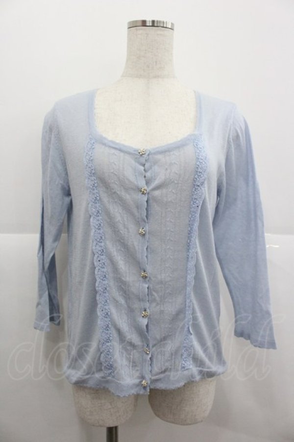 画像1: axes femme / BACKリボンカーディガン  サックス I-25-12-24-073-AX-TO-SA-ZI (1)