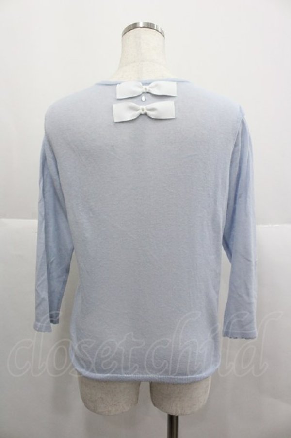 画像2: axes femme / BACKリボンカーディガン  サックス I-25-12-24-073-AX-TO-SA-ZI (2)