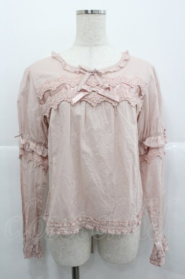 画像1: PINK HOUSE / ケミカルレース使いブラウス  ピンク I-25-12-24-075-LO-BL-TE-ZI (1)